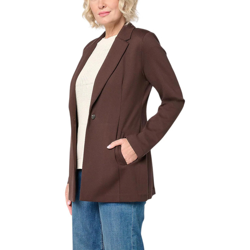 Peace Love World Women's Feminine Ponte Blazer Chestnut - Regular